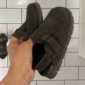 Zara leather suede clogs dark gray. Size 24 Zara, wore a couple times.